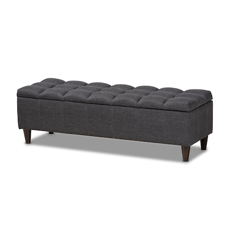 Baxton Studio Brette Charcoal Upholstered Brown Wood Storage Bench Ottoman 155-9107